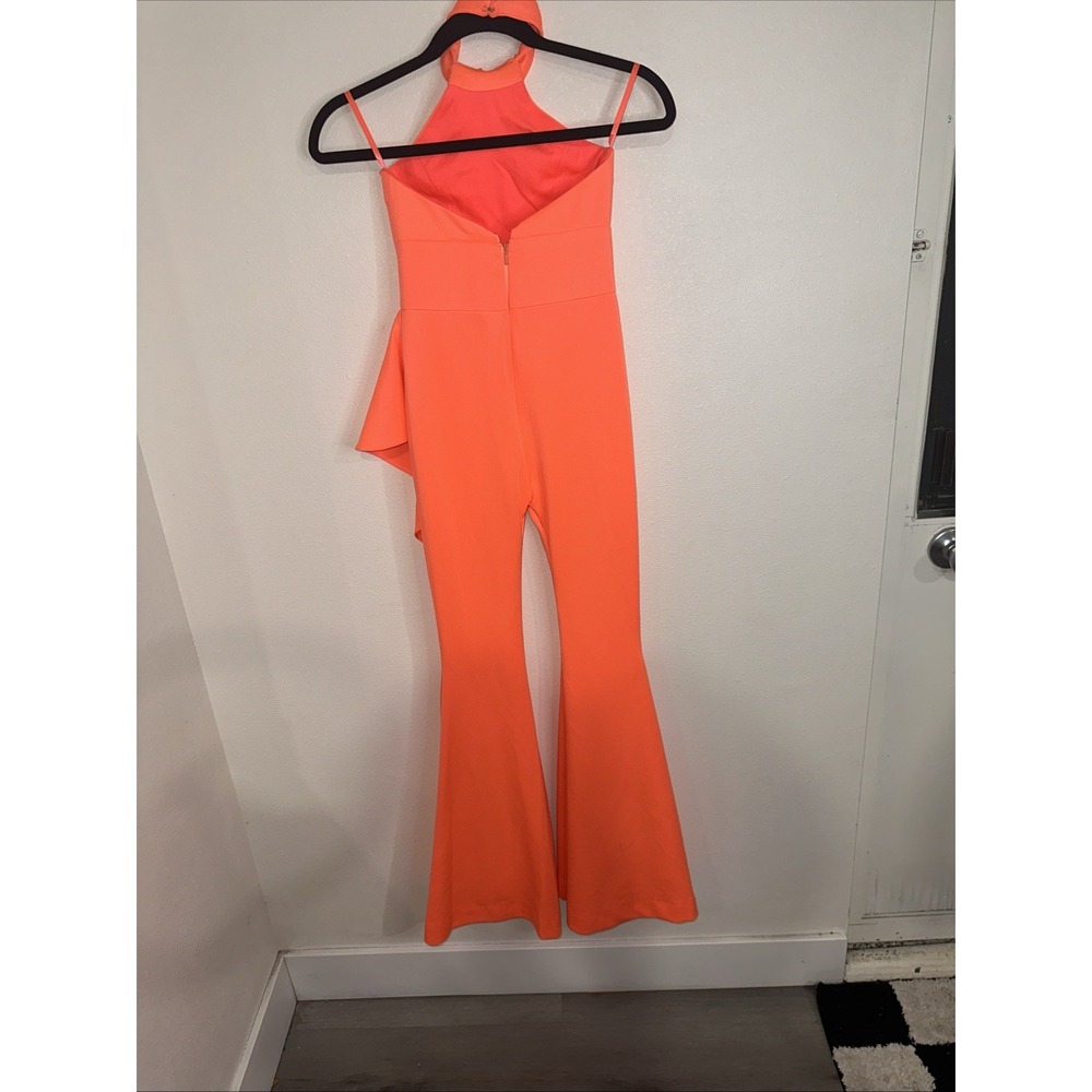 Jonathan Sugar Keyne Halter Neck‎ Jumpsuit Flared Leg Draped Ruffled Detail Sz 6 - Picture 8 of 16